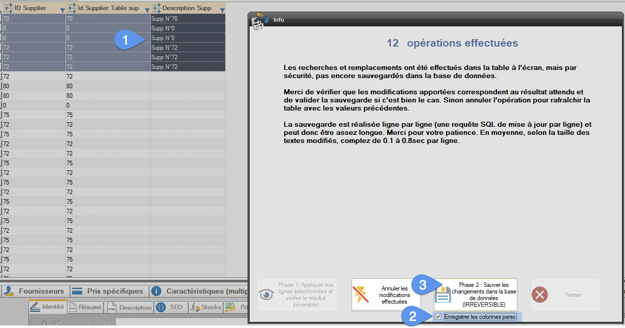 Champs personnalisés, tuto 2 - image 9 - Prévisualisation et option de sauvegarde des colonnes perso dans MagicEdit
